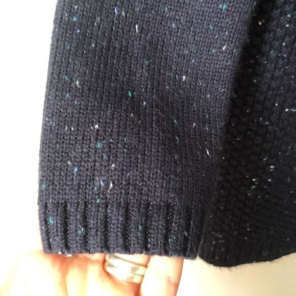 Talbots mock turtleneck dark blue sweater with button detail on the sides - Picture 9 of 10